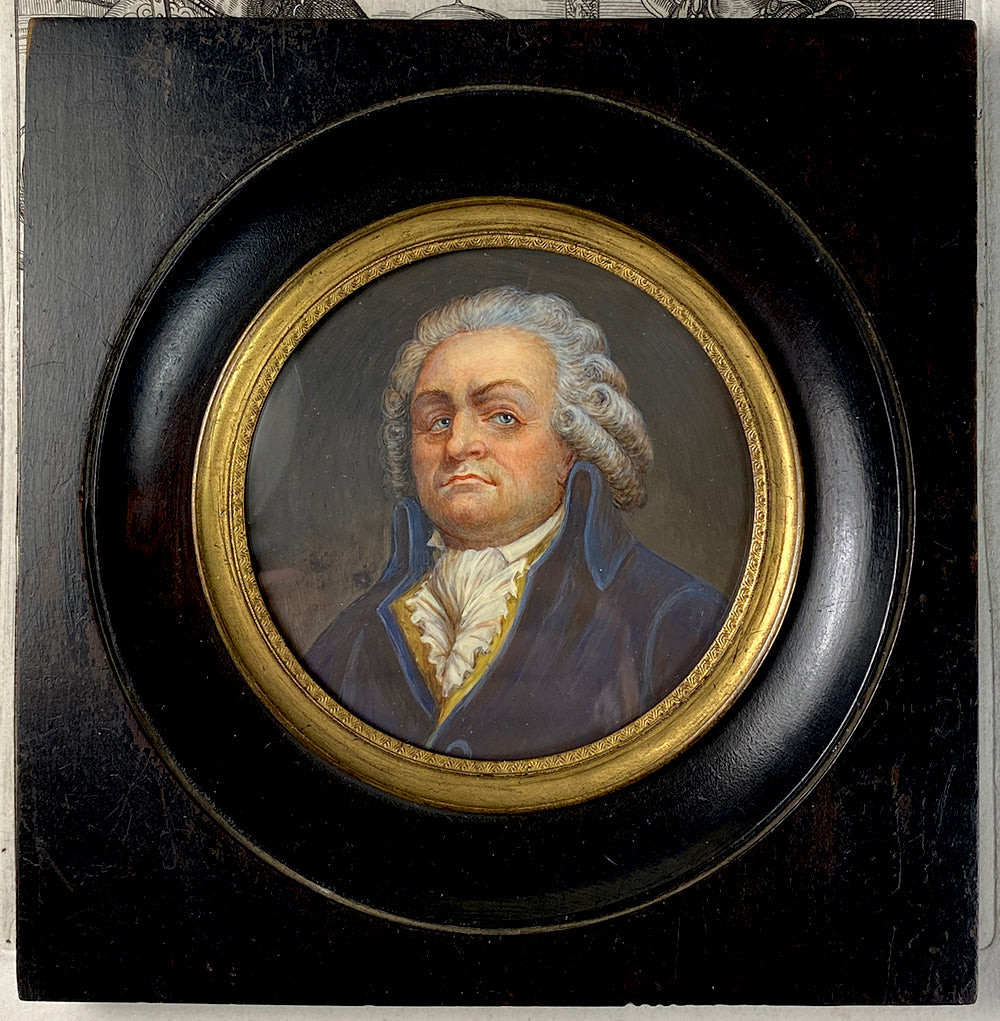 Antique 18th c. French Portrait Miniature, Compte de Mirabeau, Father of the French Revolution