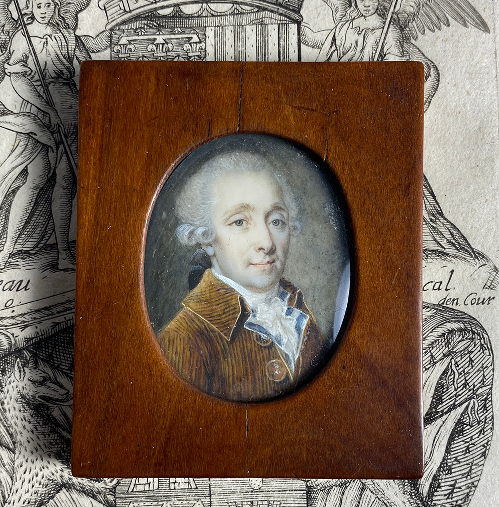 Superb Antique French Gem Portrait Miniature, Handsome c.1750-70s Gentleman, 18th c.