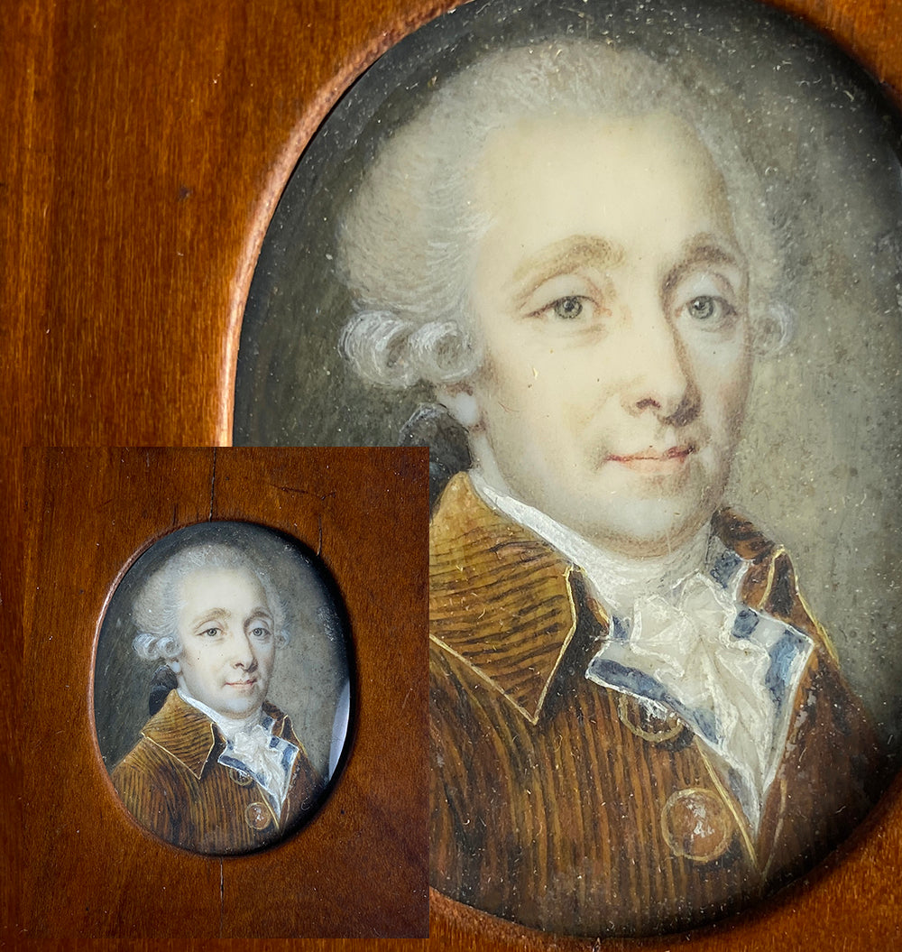 Superb Antique French Gem Portrait Miniature, Handsome c.1750-70s Gentleman, 18th c.