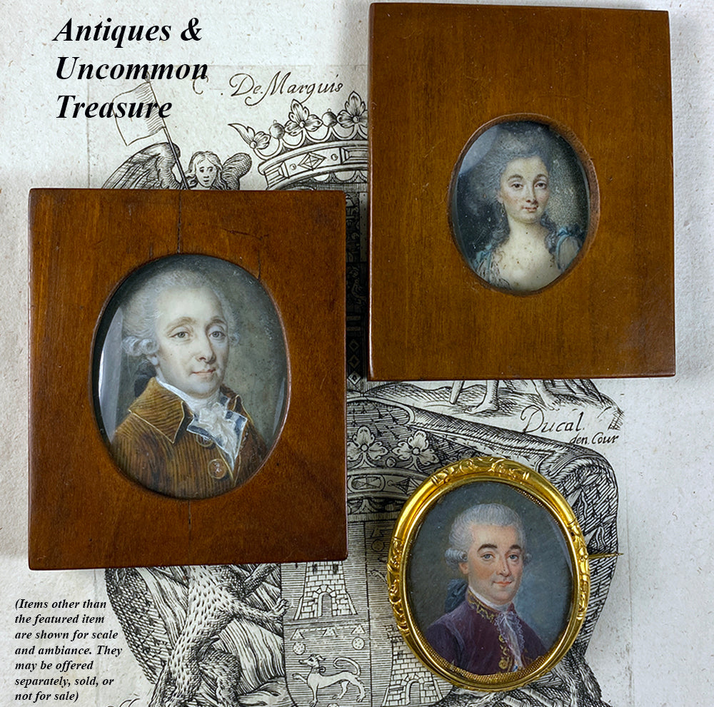 Superb Antique French Gem Portrait Miniature, Handsome c.1750-70s Gentleman, 18th c.