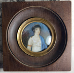 Antique French Napoleon Empire Era Portrait Miniature, Woman in Tiara, c.1810