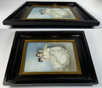 Huge Wafer, Antique English Portrait Miniature, 3 Girls in Silk Gowns, c.1800, Artist Signed