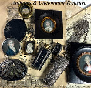 Rare c.1795 Double Portrait Miniature in 18k Gold Locket Frame, Father and Son, Incroyables
