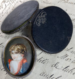Fine Antique French c.1780-1800 Shagreen Etui, Case with Child Portrait Miniature