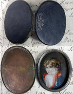 Fine Antique French c.1780-1800 Shagreen Etui, Case with Child Portrait Miniature