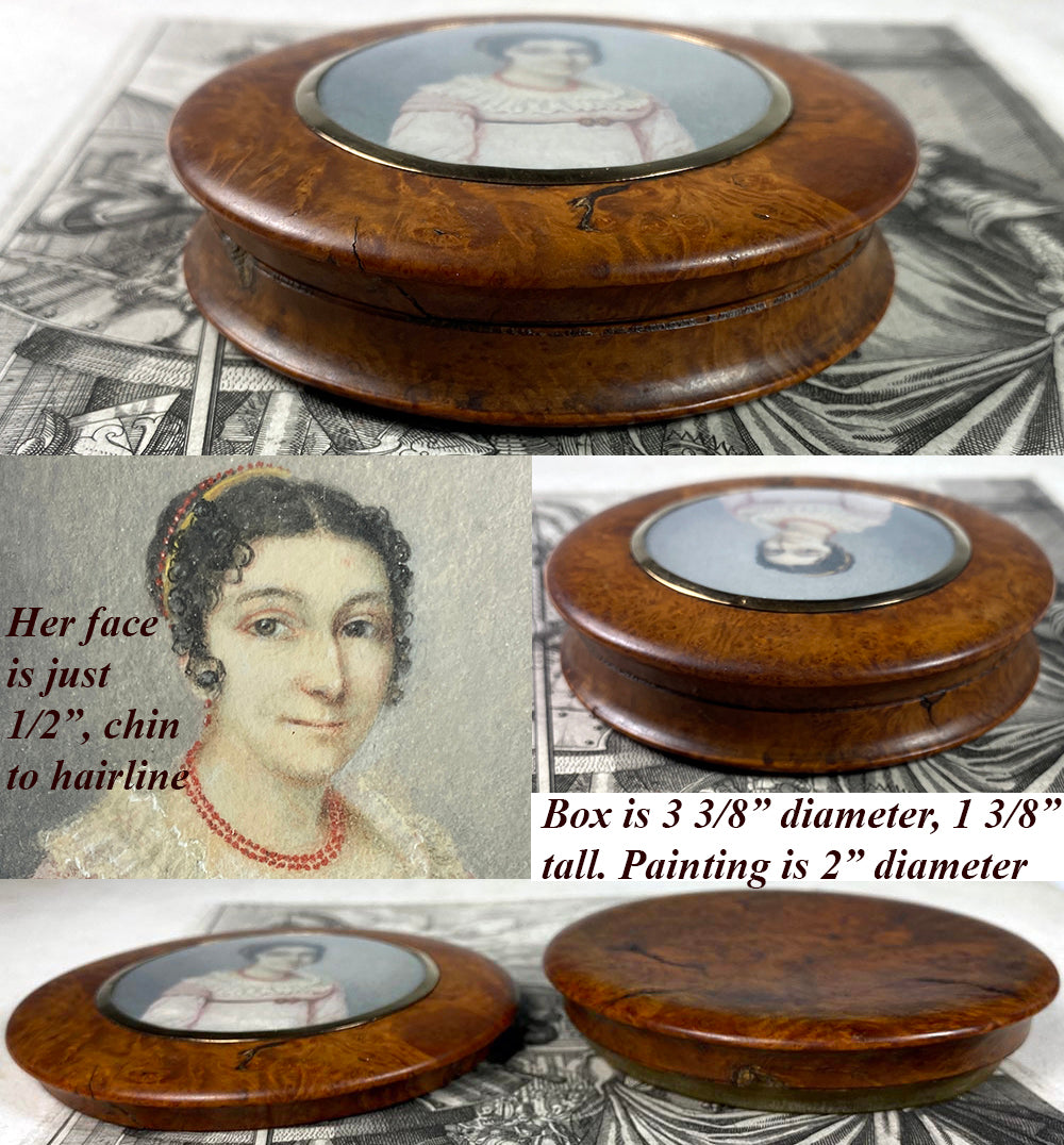 Antique French Empire c.1800-1810 Portrait Miniature Snuff Box, Red Coral Tiara, Jewelry