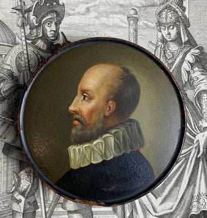 Antique Hand Painted French Snuff Box, Baron de Rosny, Minister of Henry IV, Portrait Miniature