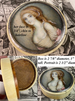 Antique c.1700s French Portrait Miniature Snuff Box, "Naughty" Beautiful Young Woman