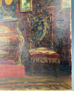 Antique French 19th Century Oil Painting of an Interior with Antiques, Art, Impressionist