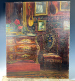 Antique French 19th Century Oil Painting of an Interior with Antiques, Art, Impressionist