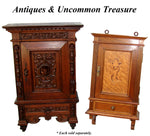 Antique Victorian Era 29" Wall Cabinet, Pipe or Tobacco Smoker's Chest, Figural Putti Marquetry Inlay