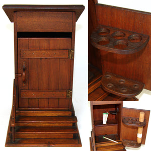 Delightful Antique French Carved Wood Smoker's Box, Cigar Presenter, an OUTHOUSE !