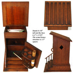 Delightful Antique French Carved Wood Smoker's Box, Cigar Presenter, an OUTHOUSE !