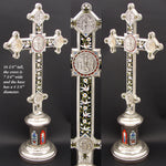 RARE 16" Tall Italian Altar Style Micro Mosaic Crucifix, Doves, Rome Souvenir