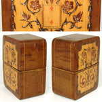 Antique Italian Sorrento Figural Inlay Playing Card Box, Casket, Figural & Card Inlays