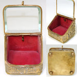 Lovely Antique French Napoleon III Pocket Watch Display Box, Casket, Figural Hunt Theme