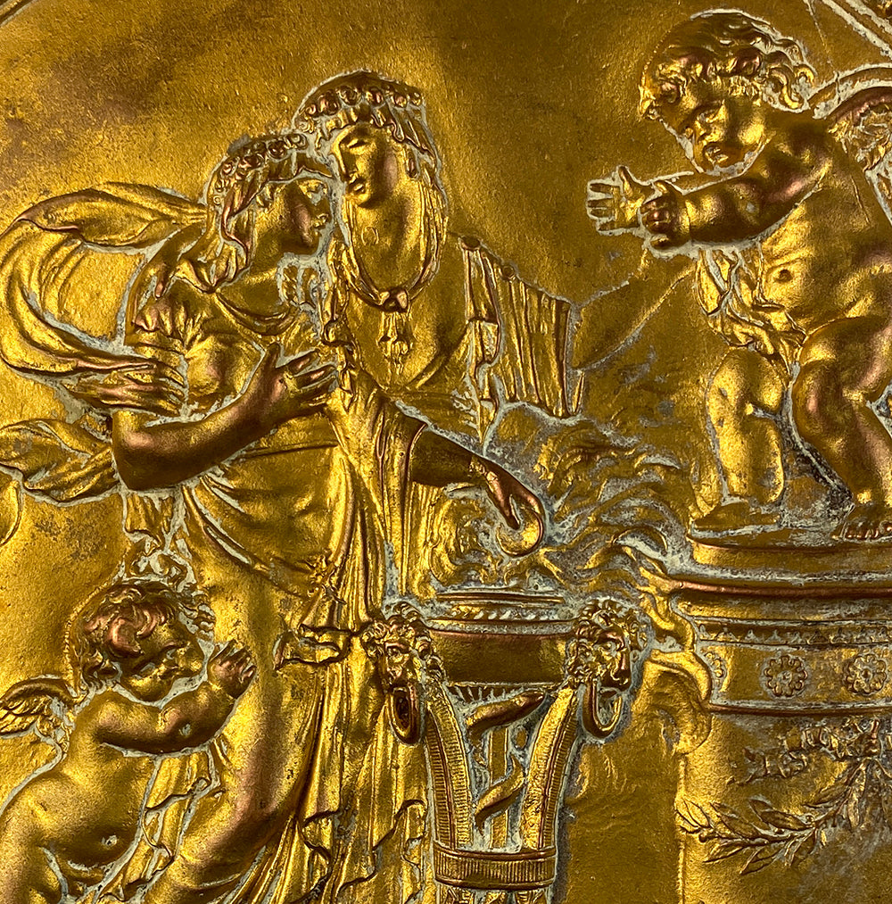 Rare Antique Bas Relief French Neoclassical Bronze Sculpture Roundel Plaque, CLODION (1738-1814)