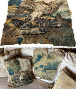 Antique Flemish Verdure Fine Tapestry Fragment for Pillow, Eagle and Crow, Landscape