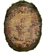 Pair 18th Century French Aubusson Tapestry Panels for Throw Pillows, Figural Chair Backs