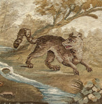 Antique c.1700s French Aubusson Fragment, Panel with Fox, Passementerie, Ready to Make Pillow