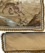 Antique c.1700s French Aubusson Fragment, Panel with Fox, Passementerie, Ready to Make Pillow