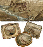 Antique c.1700s French Aubusson Fragment, Panel with Fox, Passementerie, Ready to Make Pillow