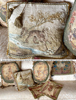 Antique c.1700s French Aubusson Fragment, Panel with Fox, Passementerie, Ready to Make Pillow