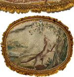 Antique 18th Century French Aubusson Wolf Tapestry Fragment with Passementerie for Pillow Top