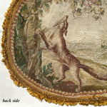 Antique 18th Century French Aubusson Wolf Tapestry Fragment with Passementerie for Pillow Top