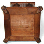 HUGE Antique Victorian Black Forest Carved 22.75" Jewelry Chest, Chamois Figures, Folding Compartments