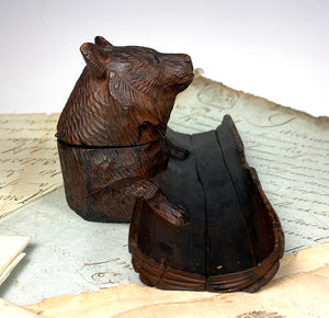 Darling Antique Swiss Black Forest Bear is an Inkwell, Pen Tray, Glass Eyes