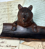 Darling Antique Swiss Black Forest Bear is an Inkwell, Pen Tray, Glass Eyes