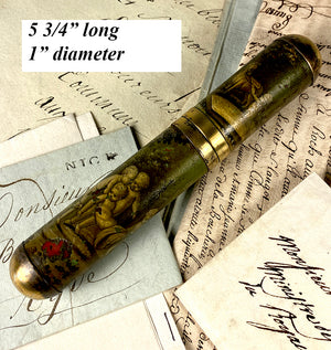 Antique 18th Century French Billet Doux, Vermeil Rings on Vernis Martin Love Notes Etui