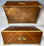 Large 14" Antique French Napoleon III Era Work Box, Chest, Cigar Cabinet or Jewelry Box