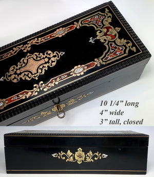 Fine Antique French Louis-Philippe to Napoleon III Ebaniste's Boulle Box, Coffret Excellent