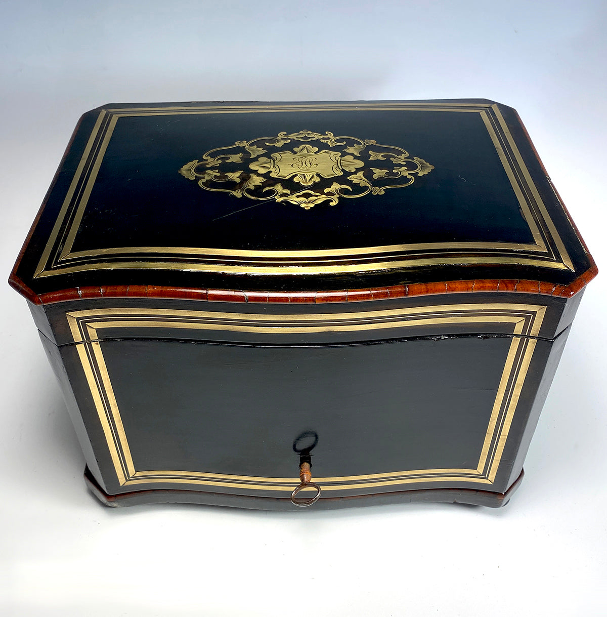 Fine Antique French Boulle 11" Cigar Chest, Cabinet, Box, Napoleon III Cabinetry Maker