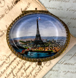 Sweet Little Antique French Eglomise Souvenir Box 1889 Paris Expo View, Eiffel Tower