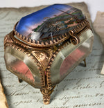 Antique French 19th Century Paris Eglomise Souvenir Jewelry Box, 1889 Expo Eiffel Tower