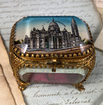 Antique French 19th Century Paris Eglomise Souvenir Jewelry Box, Basilica Sacre Coeur