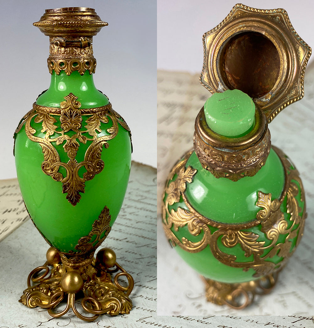 Antique French Opaline 19th Century Paris Eglomise Souvenir Perfume Bottle, Vendome Napoleon