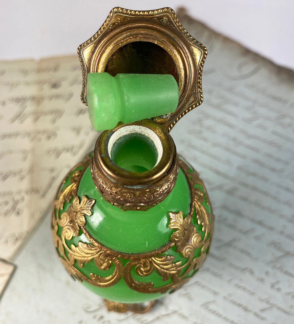 Antique French Opaline 19th Century Paris Eglomise Souvenir Perfume Bottle, Vendome Napoleon