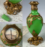 Antique French Opaline 19th Century Paris Eglomise Souvenir Perfume Bottle, Vendome Napoleon