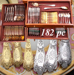 Exquisite Antique French Sterling Silver 182pc Flatware Set, 10pc Setting for Eighteen, Serving Pieces, Chests