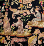 Superb Antique French Tapestry, Figural 19" x 17" Salvage, Needlepoint, Petitpoint. Dragons