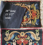 Antique French Needlepoint Panel 38" x 13.5" Wall Hanging, or Make 2 Throw Pillows, Napoleon III