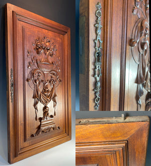 Large Antique French Carved Country French Walnut Panel from Cabinet or Furniture, Plaque