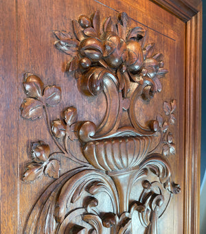 Large Antique French Carved Country French Walnut Panel from Cabinet or Furniture, Plaque