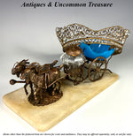 Antique French Early 1800s Palais Royal Goat Cart, Carriage, Opaline and Ormolu Inkwell