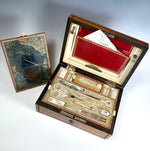 Fine Antique French Palais Royal Sewing Chest, Box, Mother of Pearl & 18k Gold Tools, Complete