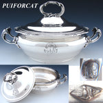 Antique French PUIFORCAT Sterling Silver 11" Tureen or Legumier, Covered Serving Dish